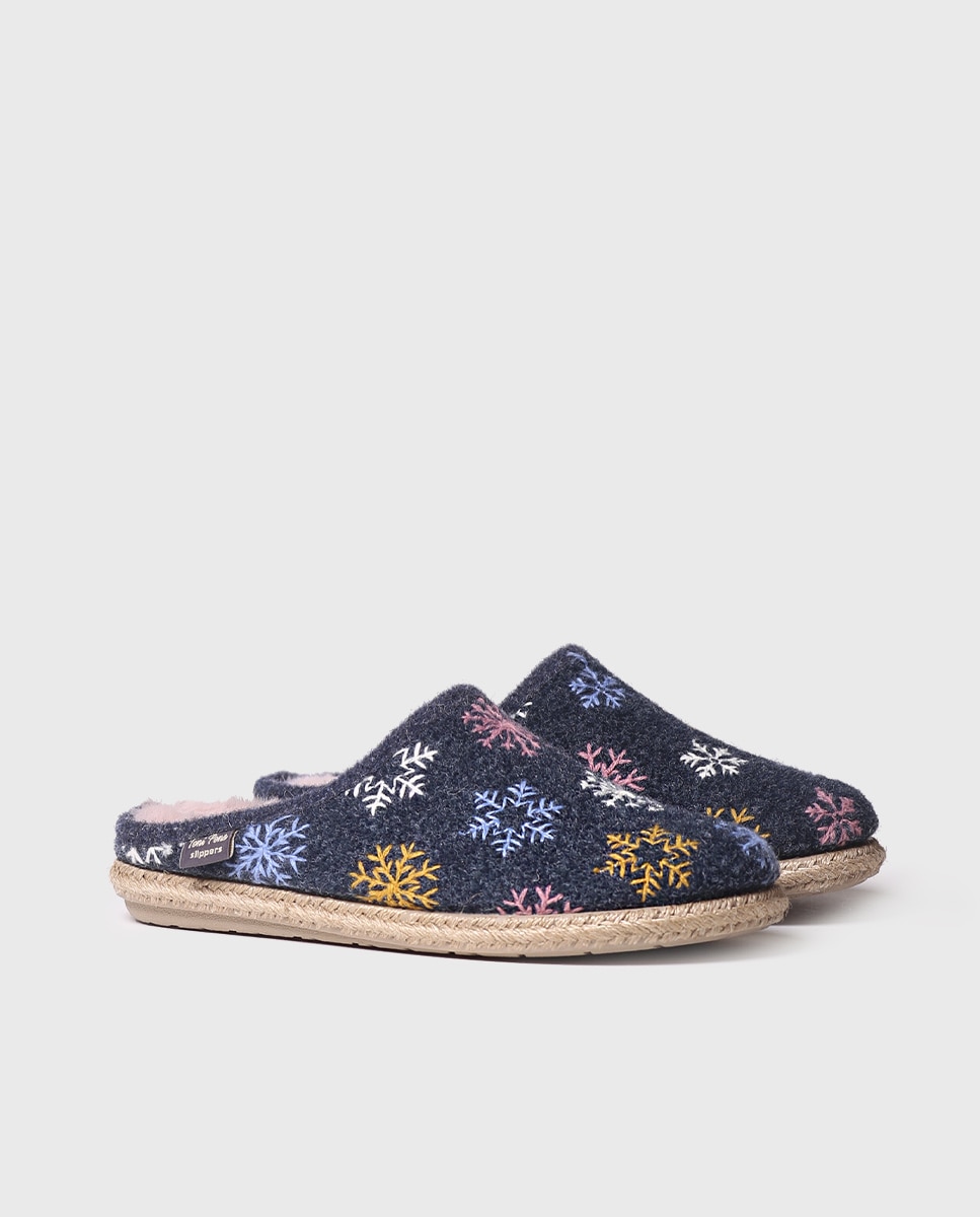Imagen 2 de Zapatillas de casa cerradas de mujer con bordado - Toni Pons - Azul marino Azul marino