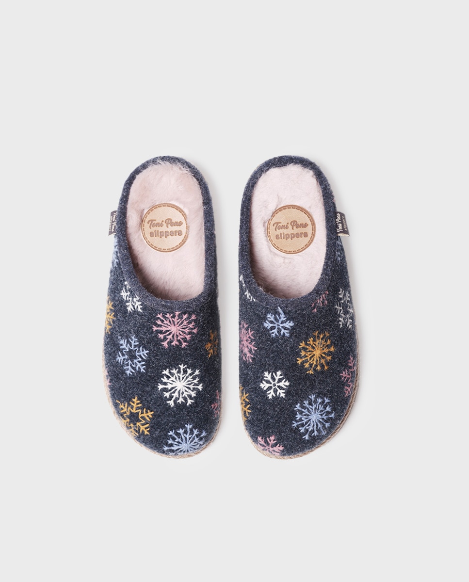 Imagen 3 de Zapatillas de casa cerradas de mujer con bordado - Toni Pons - Azul marino Azul marino