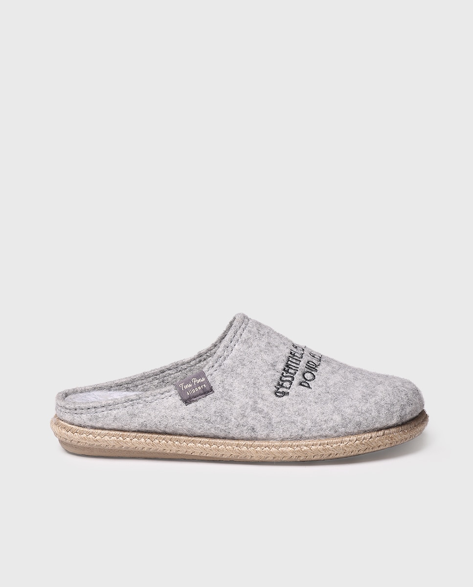 Zapatillas de casa cerradas de mujer de fieltro con bordados - Toni Pons - Gris Gris-1