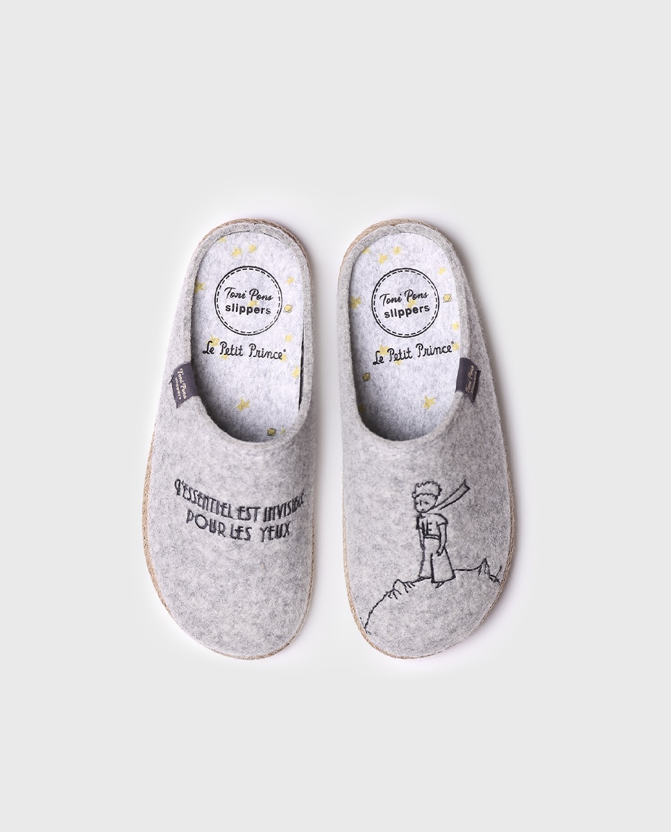 Zapatillas de casa cerradas de mujer de fieltro con bordados - Toni Pons - Gris Gris-3