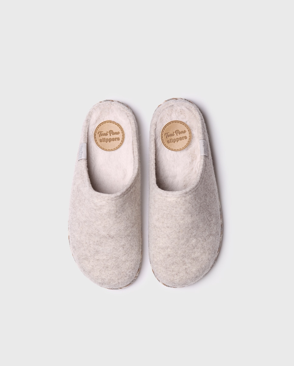 Zapatillas de casa abiertas de mujer de fieltro - Toni Pons - Crudo Crudo-3