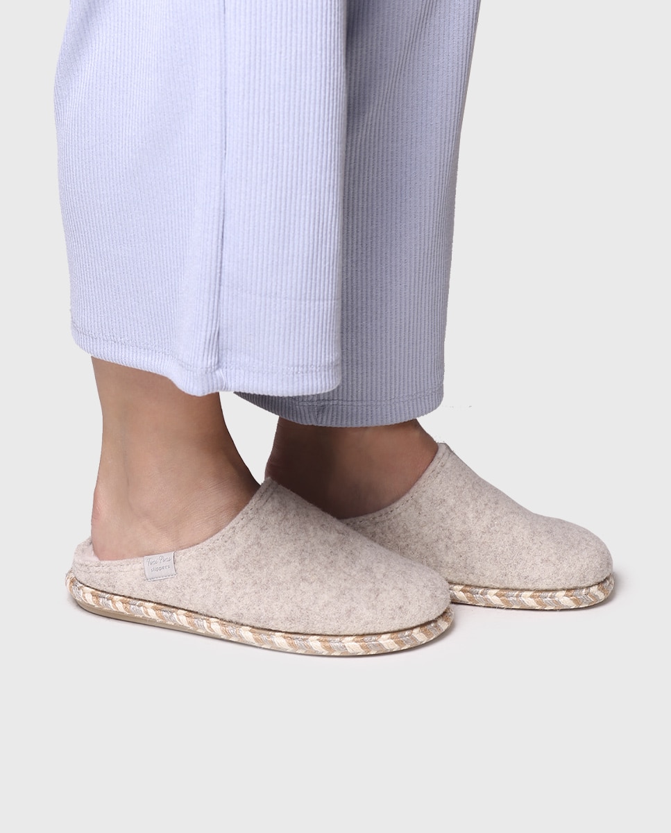 Zapatillas de casa abiertas de mujer de fieltro - Toni Pons - Crudo Crudo-4