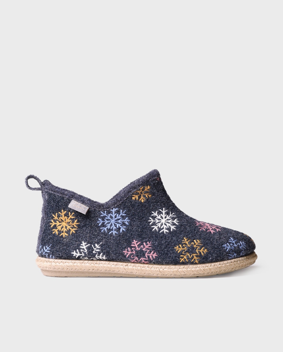 Zapatillas de casa cerradas de mujer con bordado - Toni Pons - Azul marino Azul marino-1