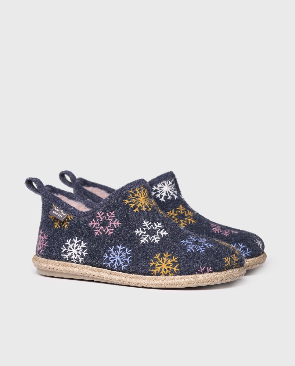 Zapatillas de casa cerradas de mujer con bordado - Toni Pons - Azul marino Azul marino-2