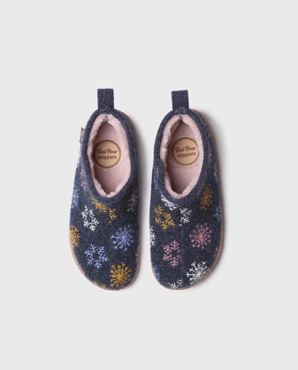 Zapatillas de casa cerradas de mujer con bordado - Toni Pons - Azul marino Azul marino-3