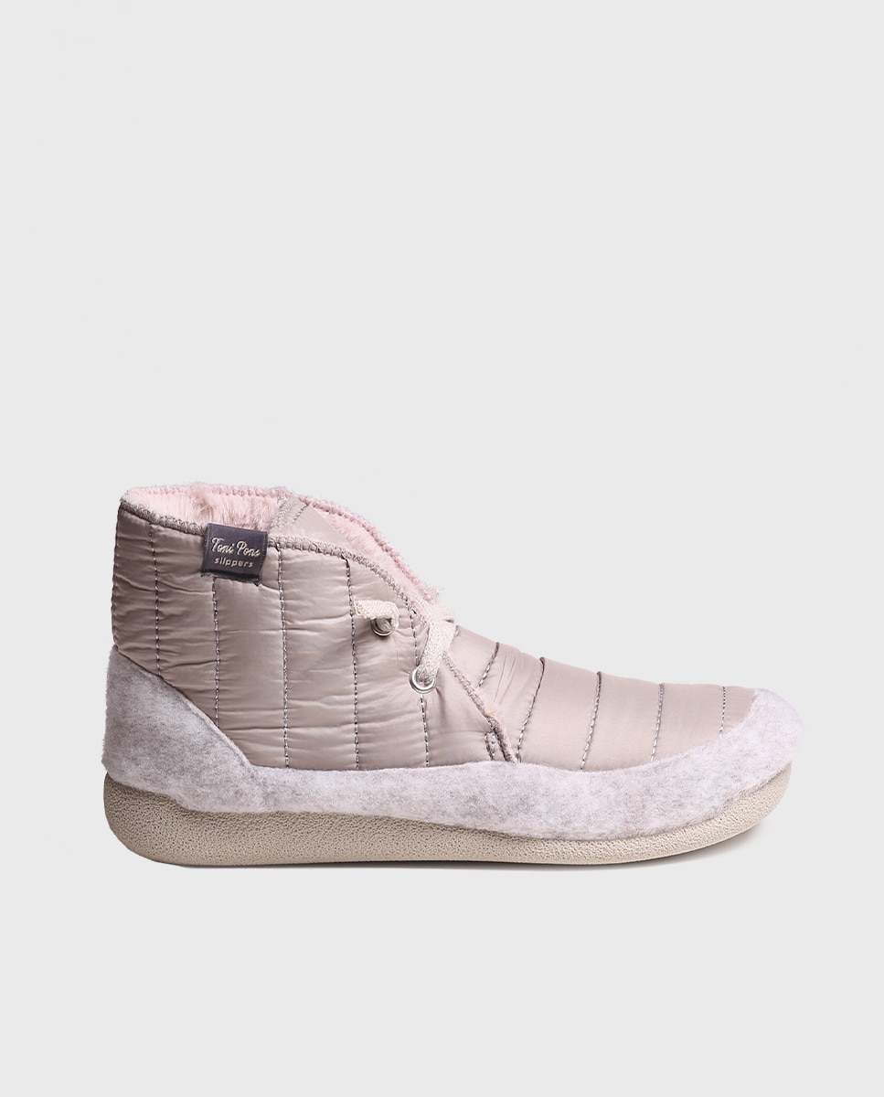 Zapatillas de casa cerradas de mujer de tejido con suela antideslizante - Toni Pons - Beige Beige-1