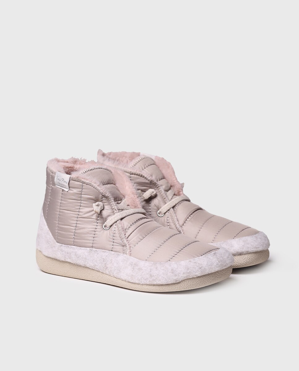 Zapatillas de casa cerradas de mujer de tejido con suela antideslizante - Toni Pons - Beige Beige-2