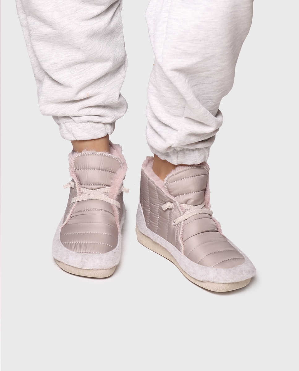 Zapatillas de casa cerradas de mujer de tejido con suela antideslizante - Toni Pons - Beige Beige-4