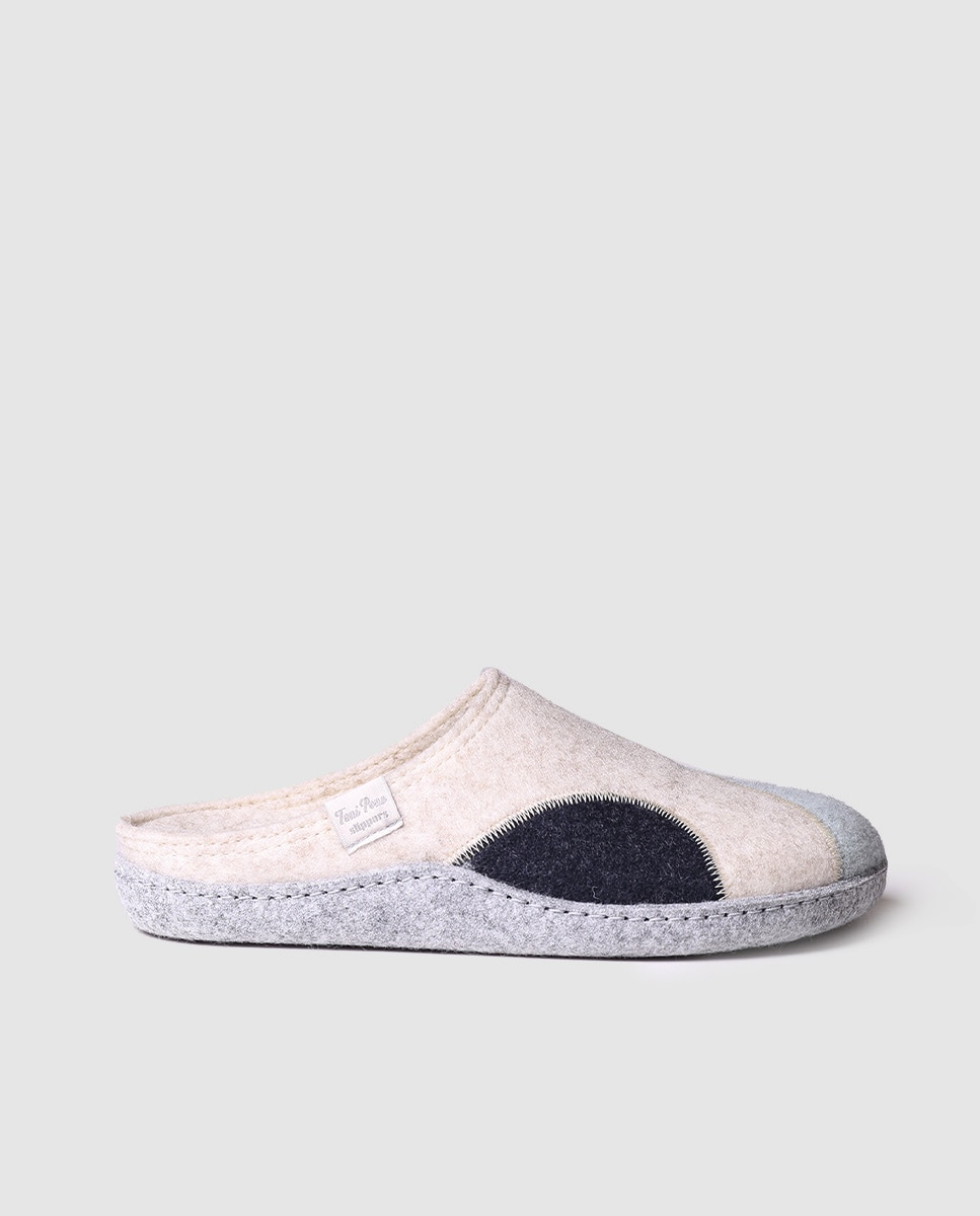 Zapatillas de casa cerradas de mujer de fieltro reciclado efecto patchwork - Toni Pons - Azul Azul-1