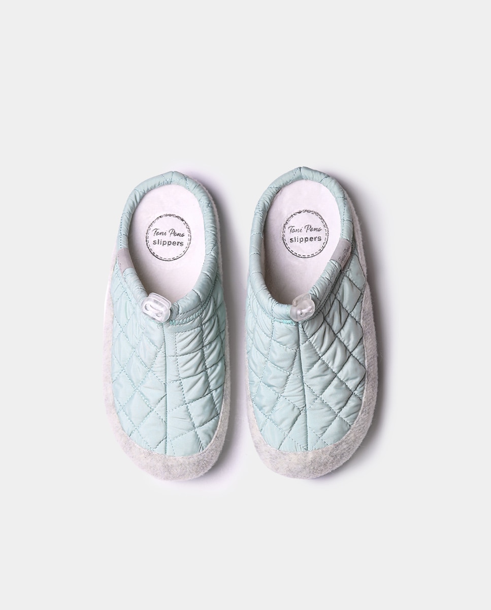 Zapatillas de casa cerradas de mujer de tejido acolchado - Toni Pons - Verde Agua Verde Agua-2