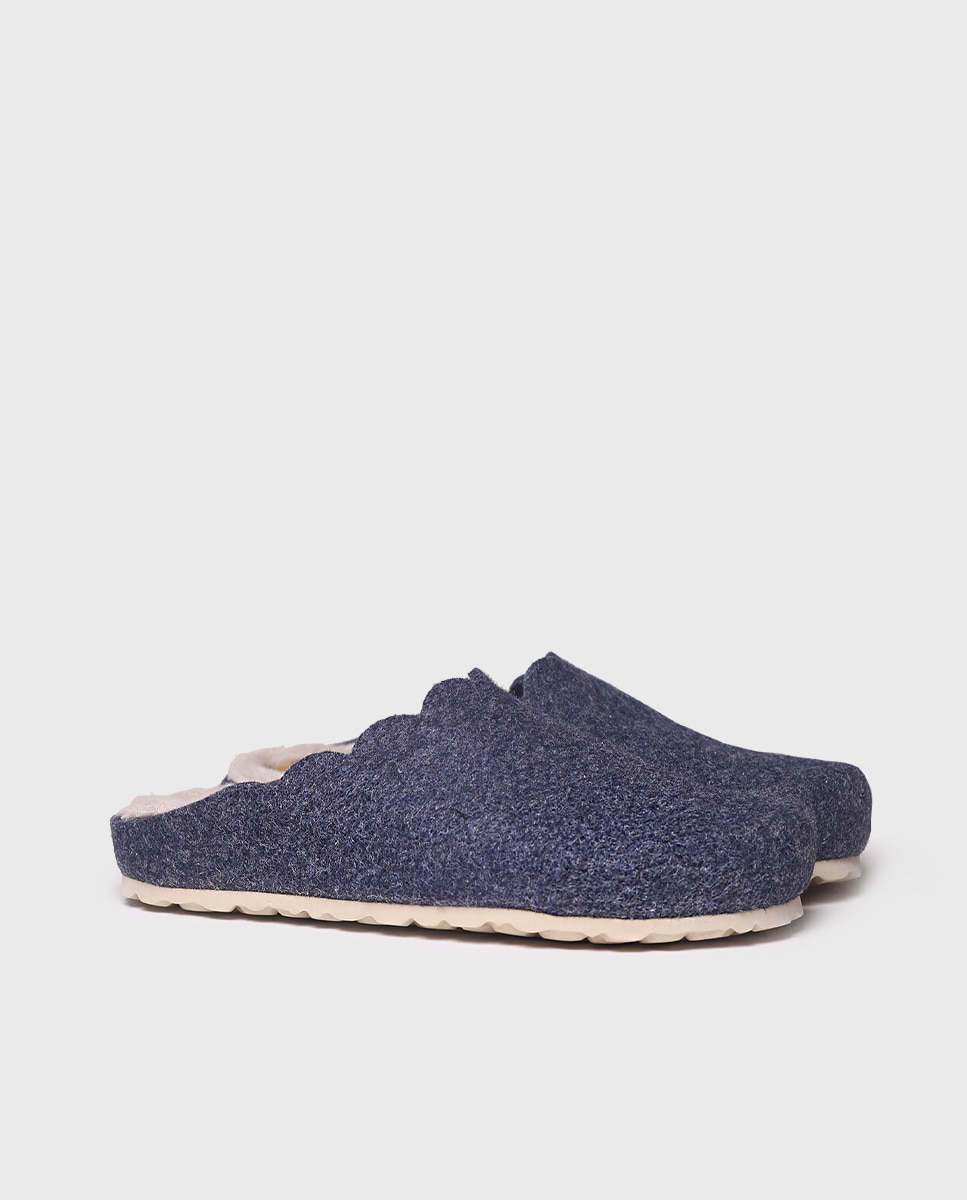 Zapatillas de casa cerradas de mujer de fieltro en tonos lisos - Toni Pons - Azul Azul-2