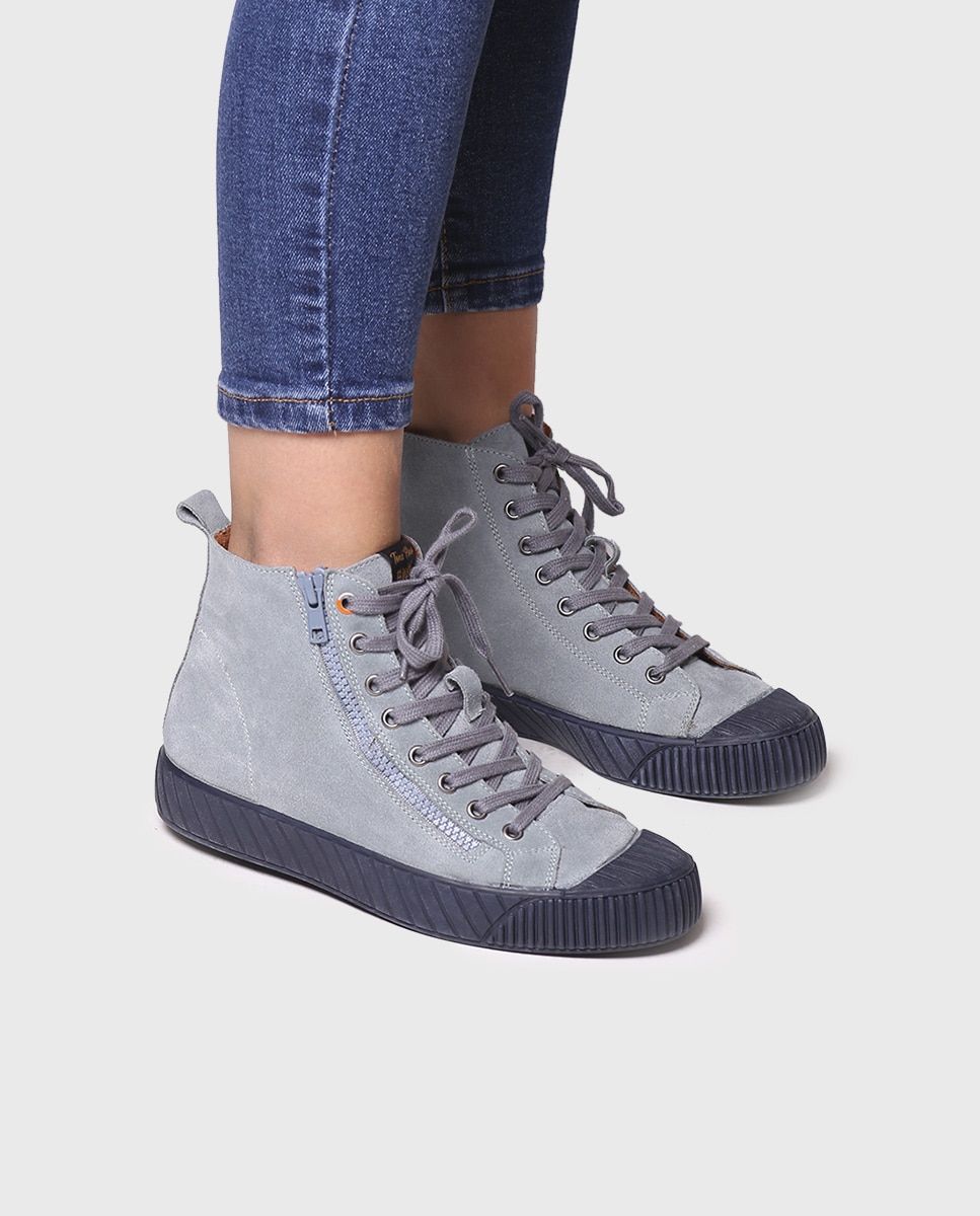 Zapatillas de serraje de mujer con cordones - Toni Pons - Azul claro Azul claro-4