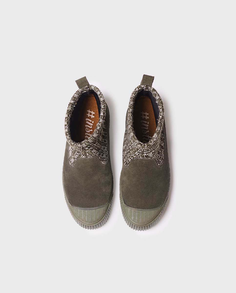 Zapatillas de mujer abotinadas hechas en serraje - Toni Pons - Kaki Kaki-3