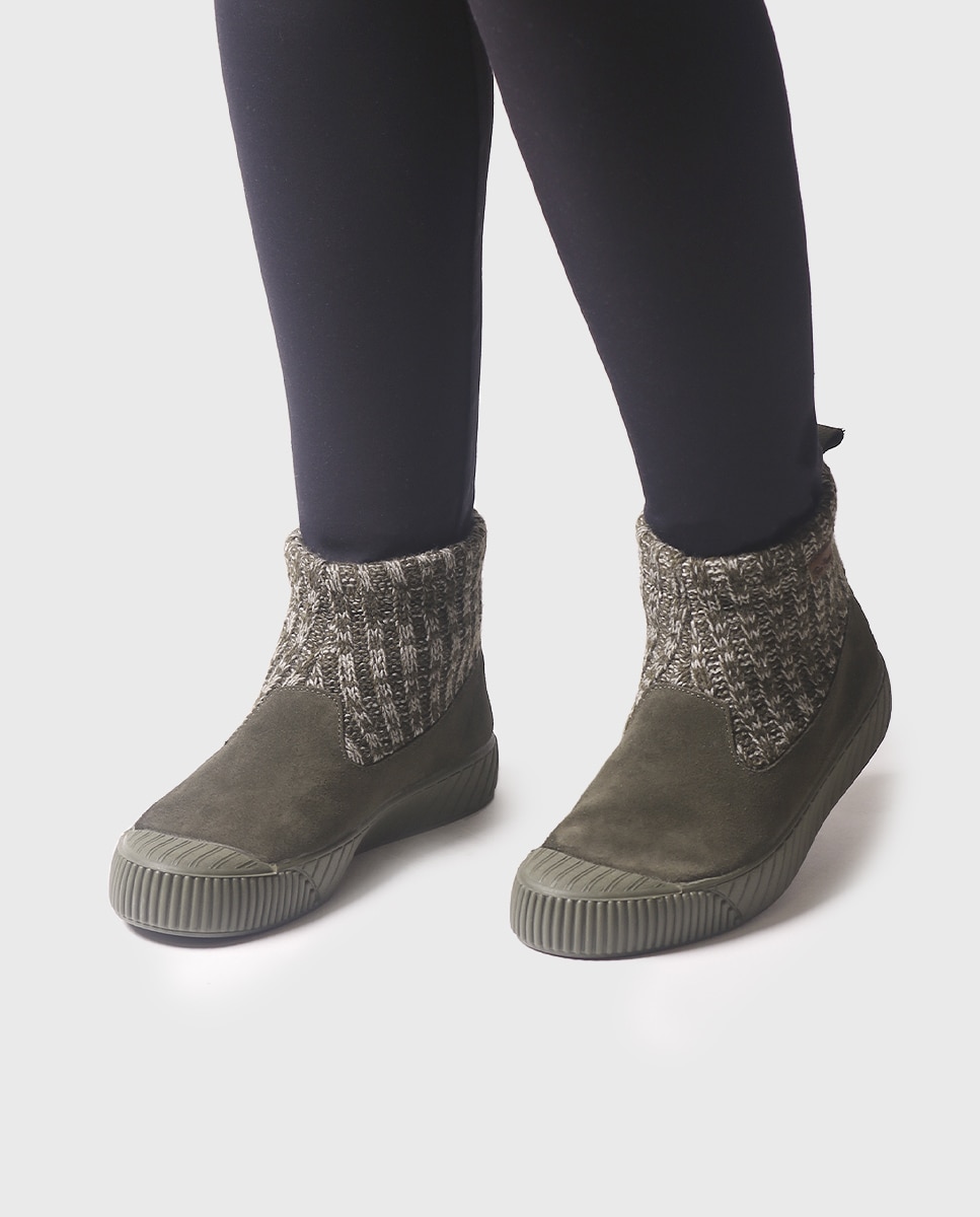 Zapatillas de mujer abotinadas hechas en serraje - Toni Pons - Kaki Kaki-4