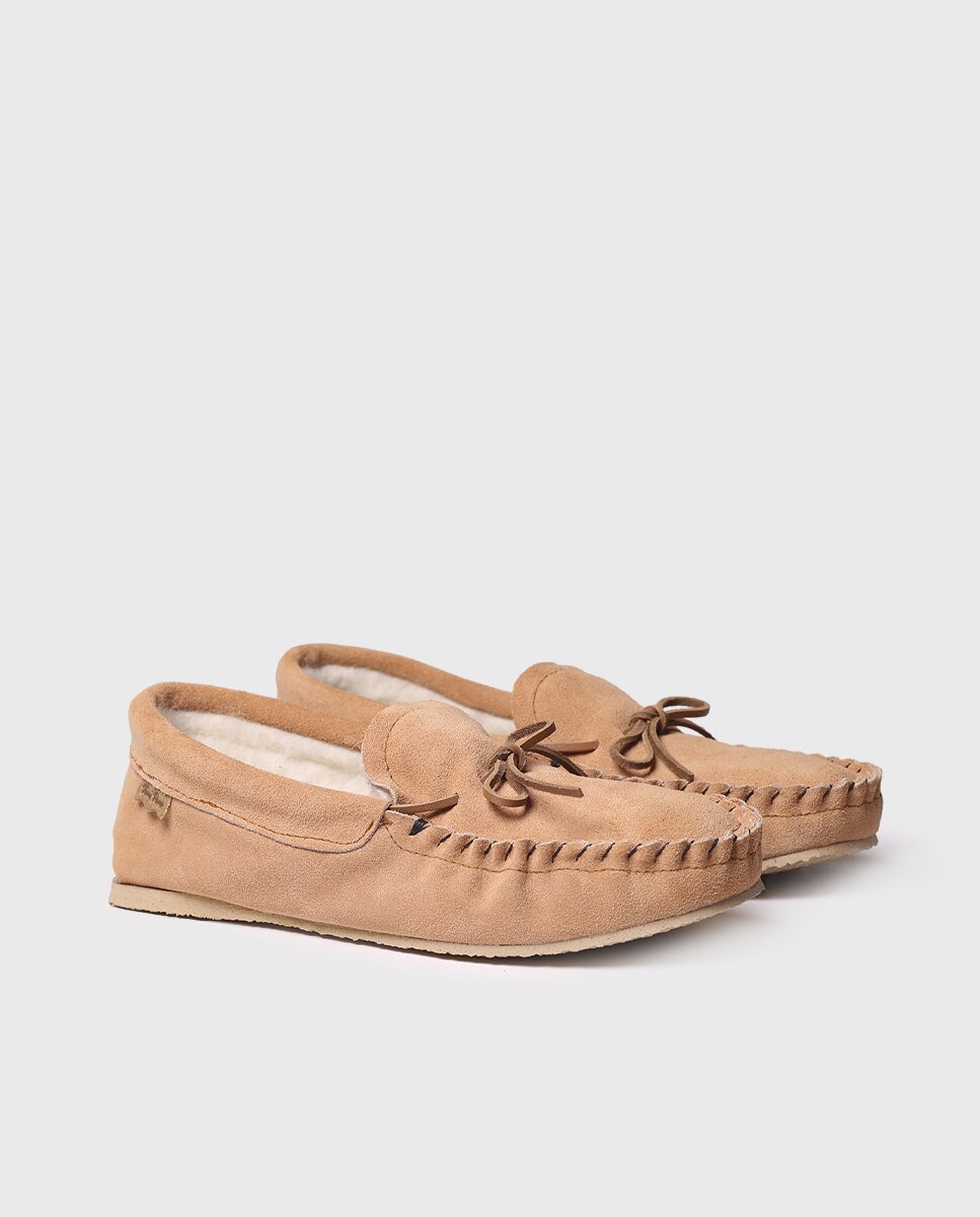 Zapatillas de casa cerradas de mujer de tejido de ante en tonos lisos - Toni Pons - Marrón claro Marrón claro-2