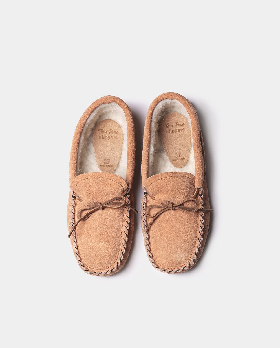 Zapatillas de casa cerradas de mujer de tejido de ante en tonos lisos - Toni Pons - Marrón claro Marrón claro-3