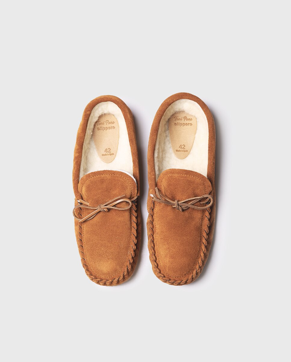 Zapatillas de casa de hombre de tejido en tonos lisos - Toni Pons - Marrón Marrón-3