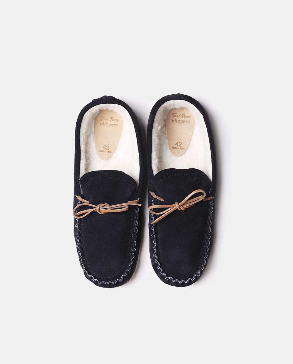 Zapatillas de casa de hombre de tejido en tonos lisos - Toni Pons - Azul marino Azul marino-3