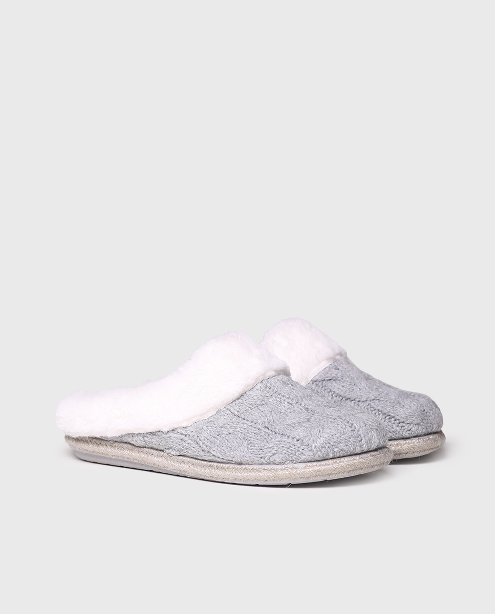 Imagen 2 de Zapatillas de casa abiertas de mujer de tejido con pelo - Toni Pons - Gris Gris