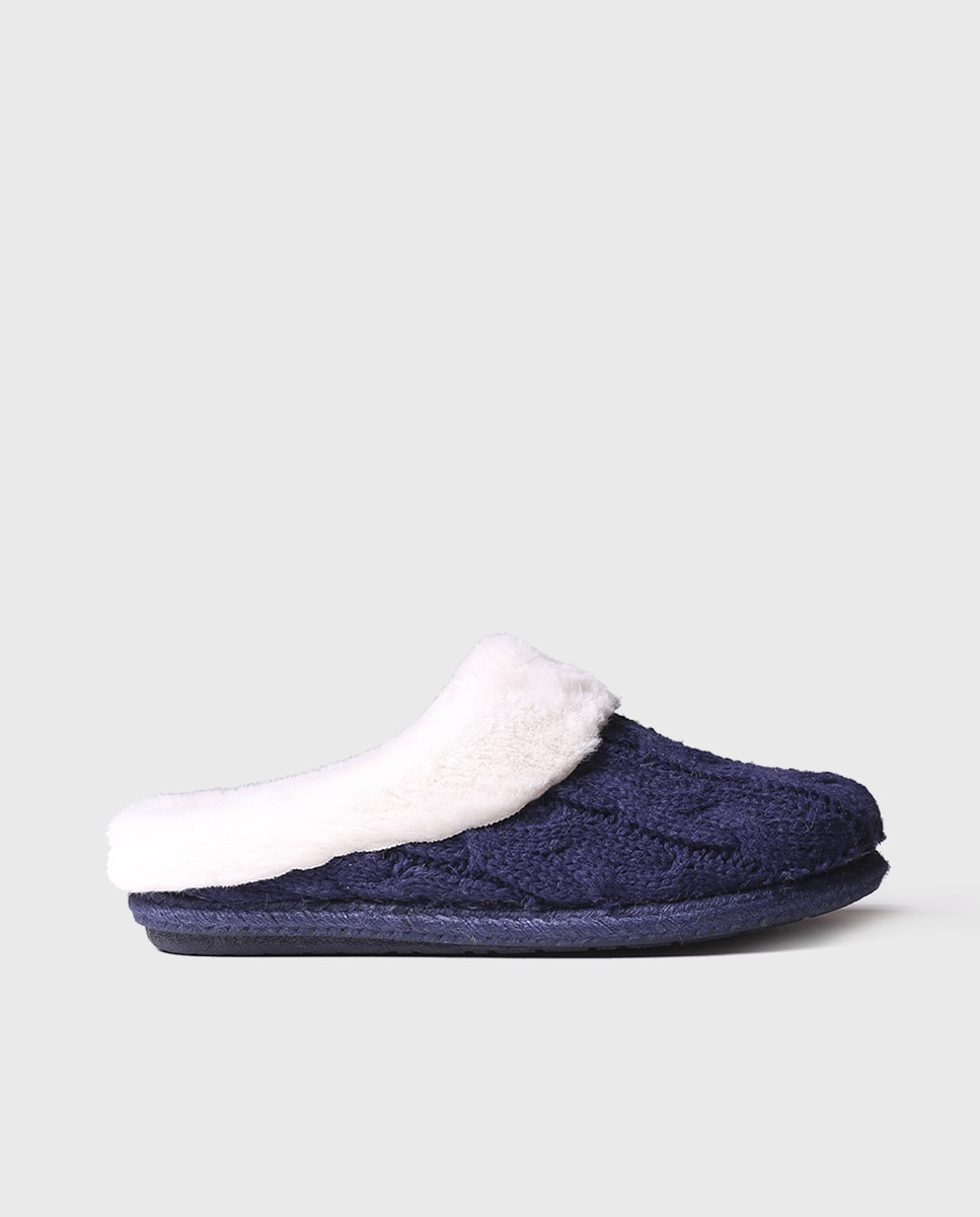 Imagen 1 de Zapatillas de casa abiertas de mujer de tejido con pelo - Toni Pons - Azul marino Azul marino