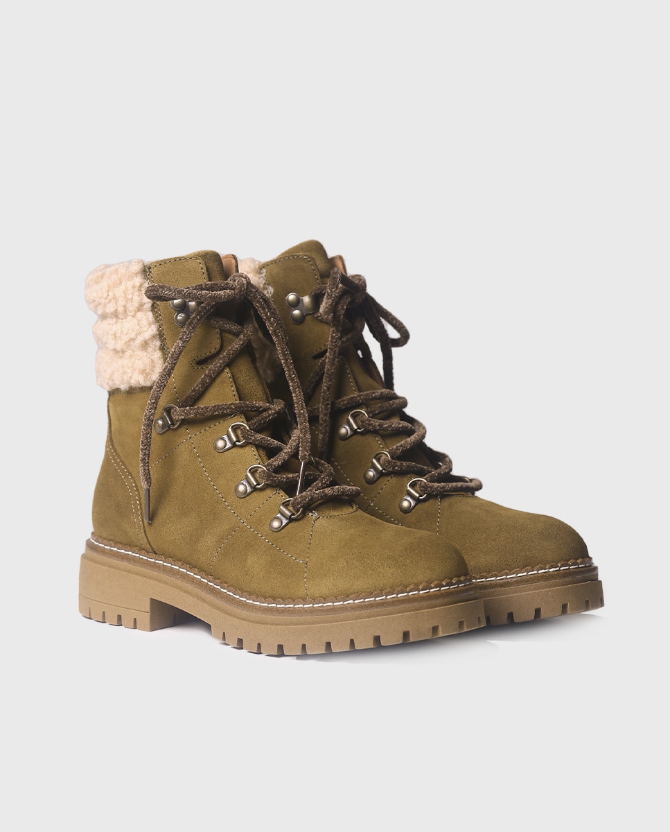 Botines de mujer de serraje con cordones - Toni Pons - Verde Verde-2