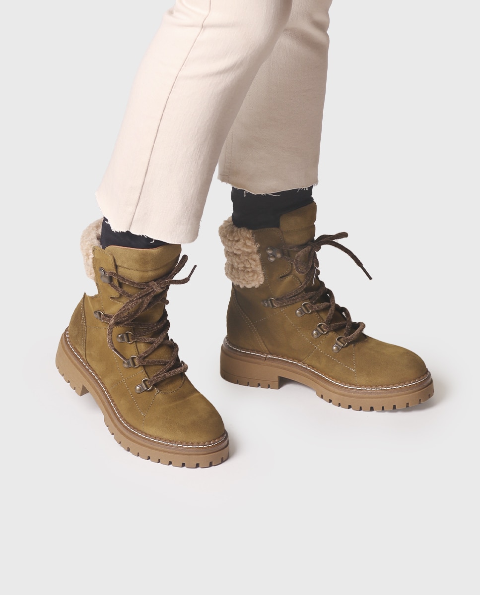 Botines de mujer de serraje con cordones - Toni Pons - Verde Verde-4