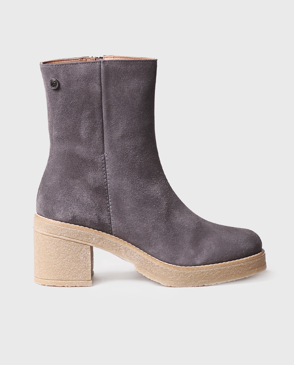 Botines de mujer de serraje con cremallera - Toni Pons - Gris Gris-1