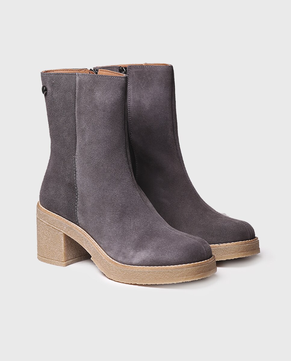 Botines de mujer de serraje con cremallera - Toni Pons - Gris Gris-2