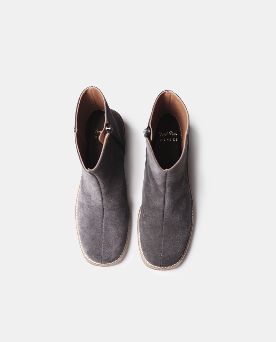 Botines de mujer de serraje con cremallera - Toni Pons - Gris Gris-3