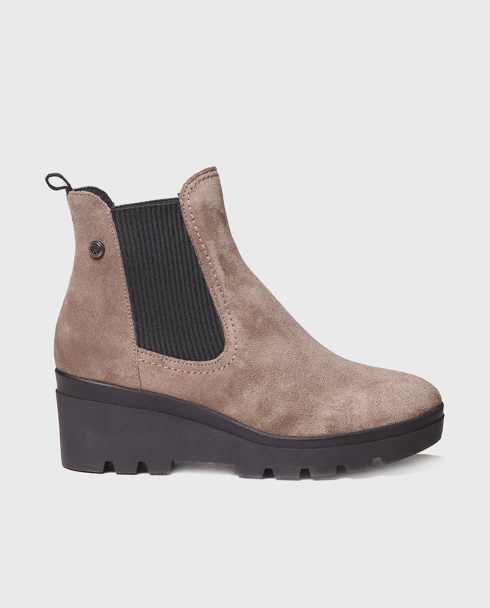 Botines de mujer de serraje con elásticos - Toni Pons - Marrón Marrón-1