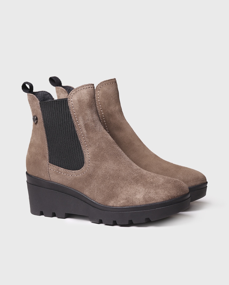 Botines de mujer de serraje con elásticos - Toni Pons - Marrón Marrón-2
