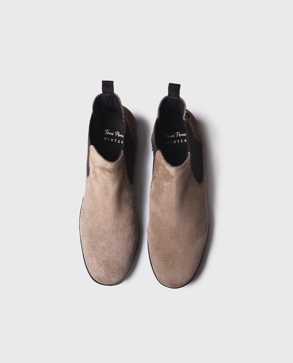 Botines de mujer de serraje con elásticos - Toni Pons - Marrón Marrón-3