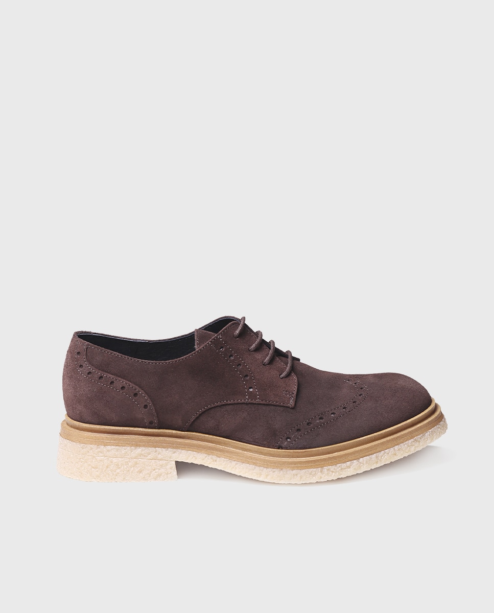 Zapatos planos de mujer de serraje con cordones - Toni Pons - Marrón oscuro Marrón oscuro-1