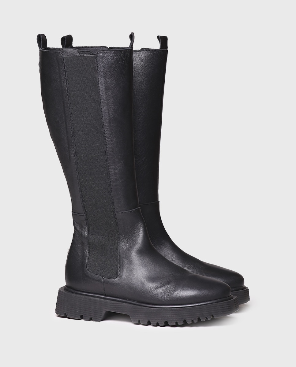 Botas de mujer de piel con elásticos - Toni Pons - Negro Negro-2