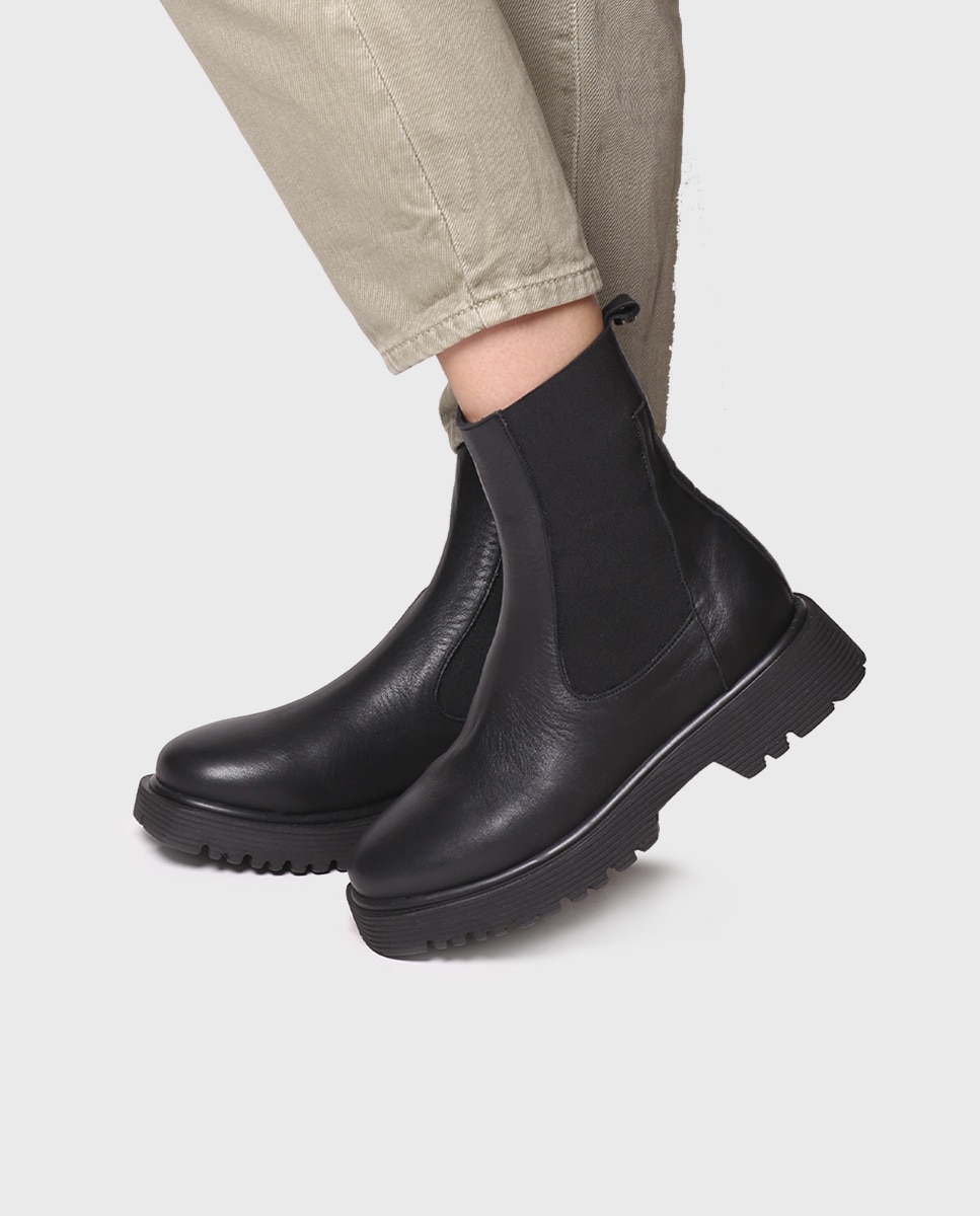 Botines de mujer de piel con elásticos - Toni Pons - Negro Negro-4
