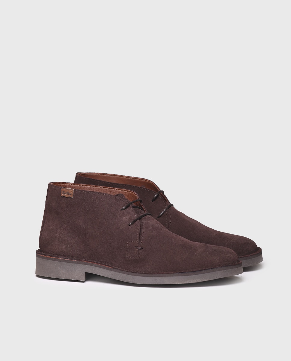 Botines de hombre de serraje con cordones - Toni Pons - Marrón Marrón-2