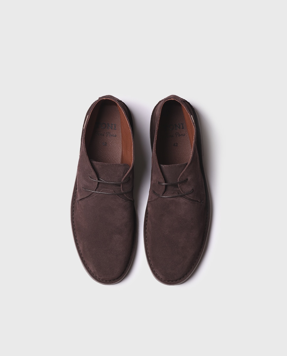 Botines de hombre de serraje con cordones - Toni Pons - Marrón Marrón-3