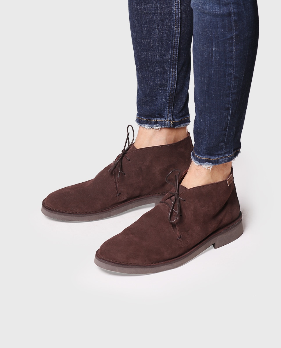 Botines de hombre de serraje con cordones - Toni Pons - Marrón Marrón-4