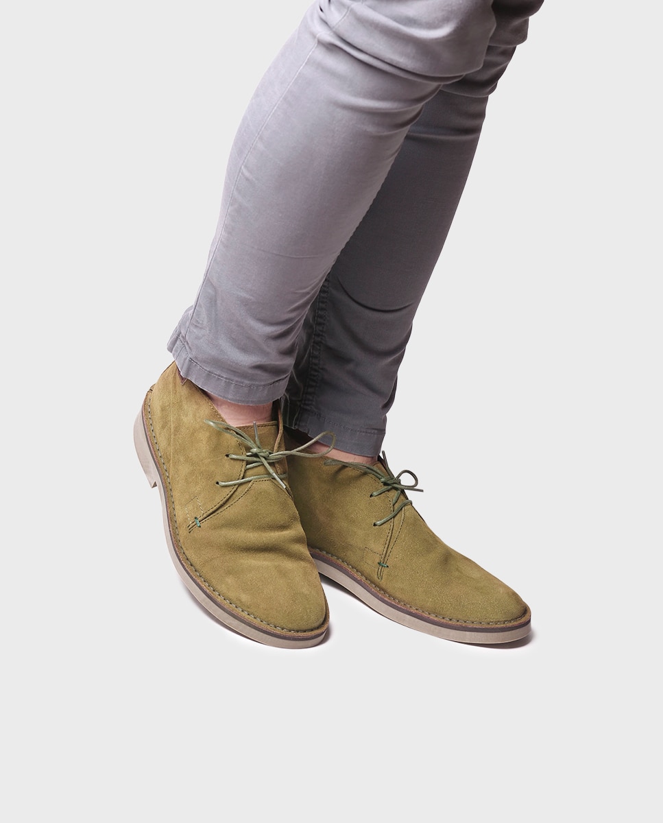 Botines de hombre de serraje con cordones - Toni Pons - Verde Verde-4