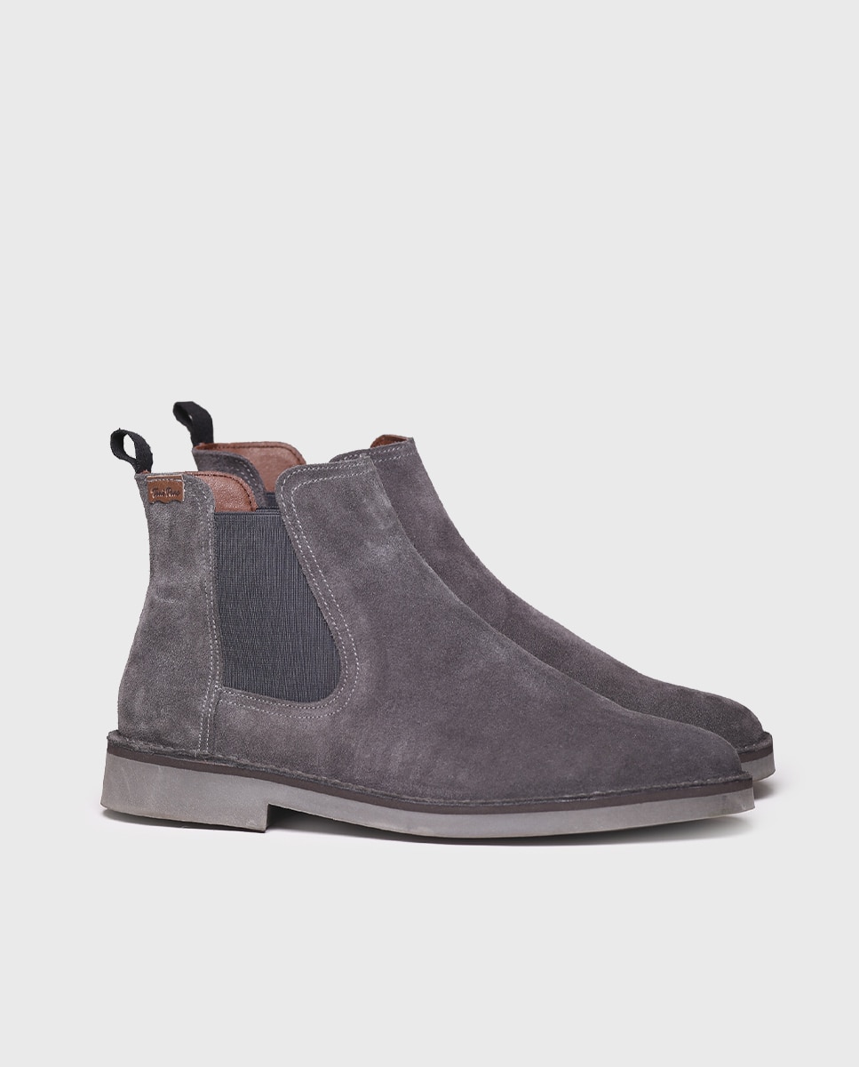 Botines de piel de hombre de serraje con elásticos - Toni Pons - Gris Gris-2