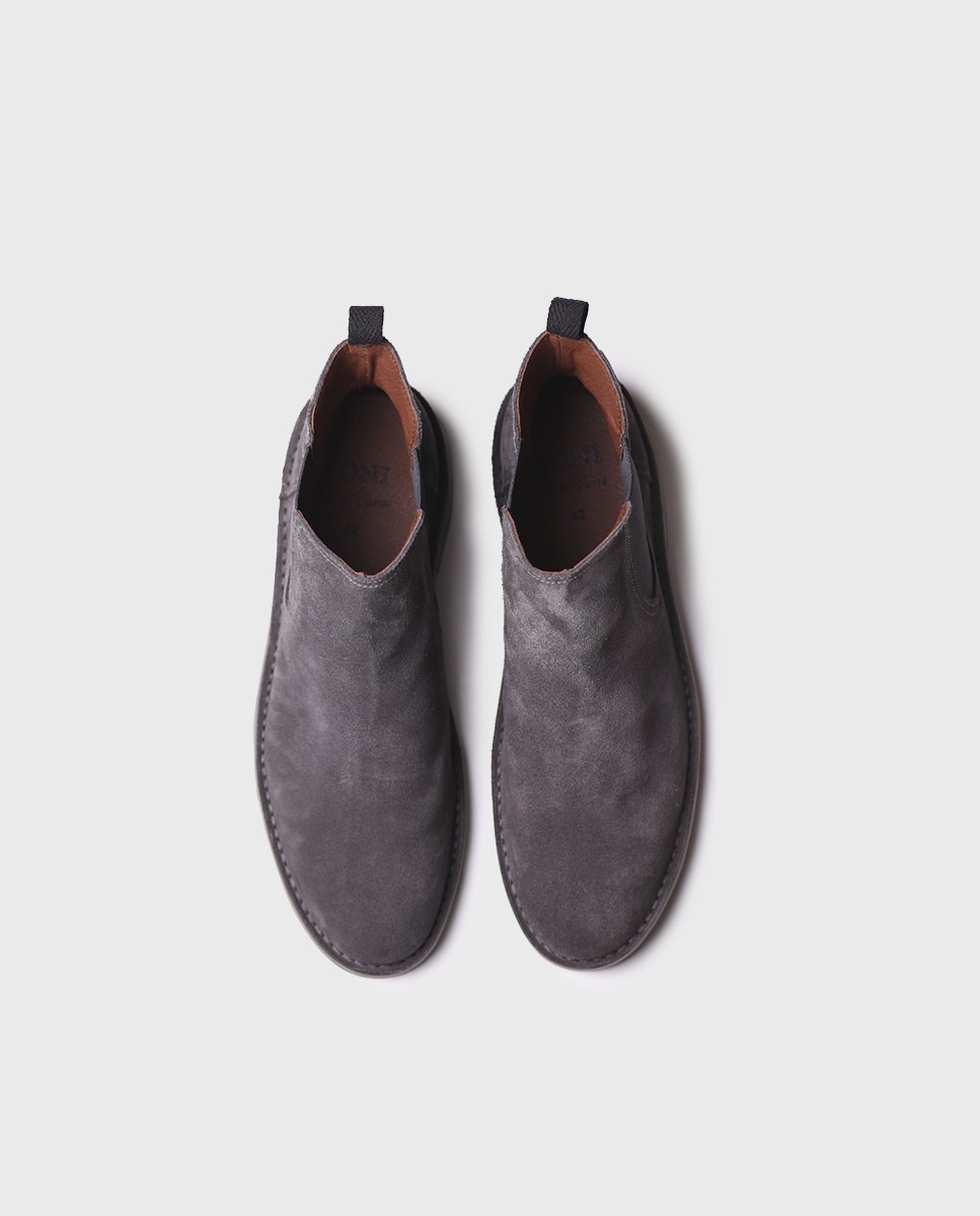 Botines de piel de hombre de serraje con elásticos - Toni Pons - Gris Gris-3