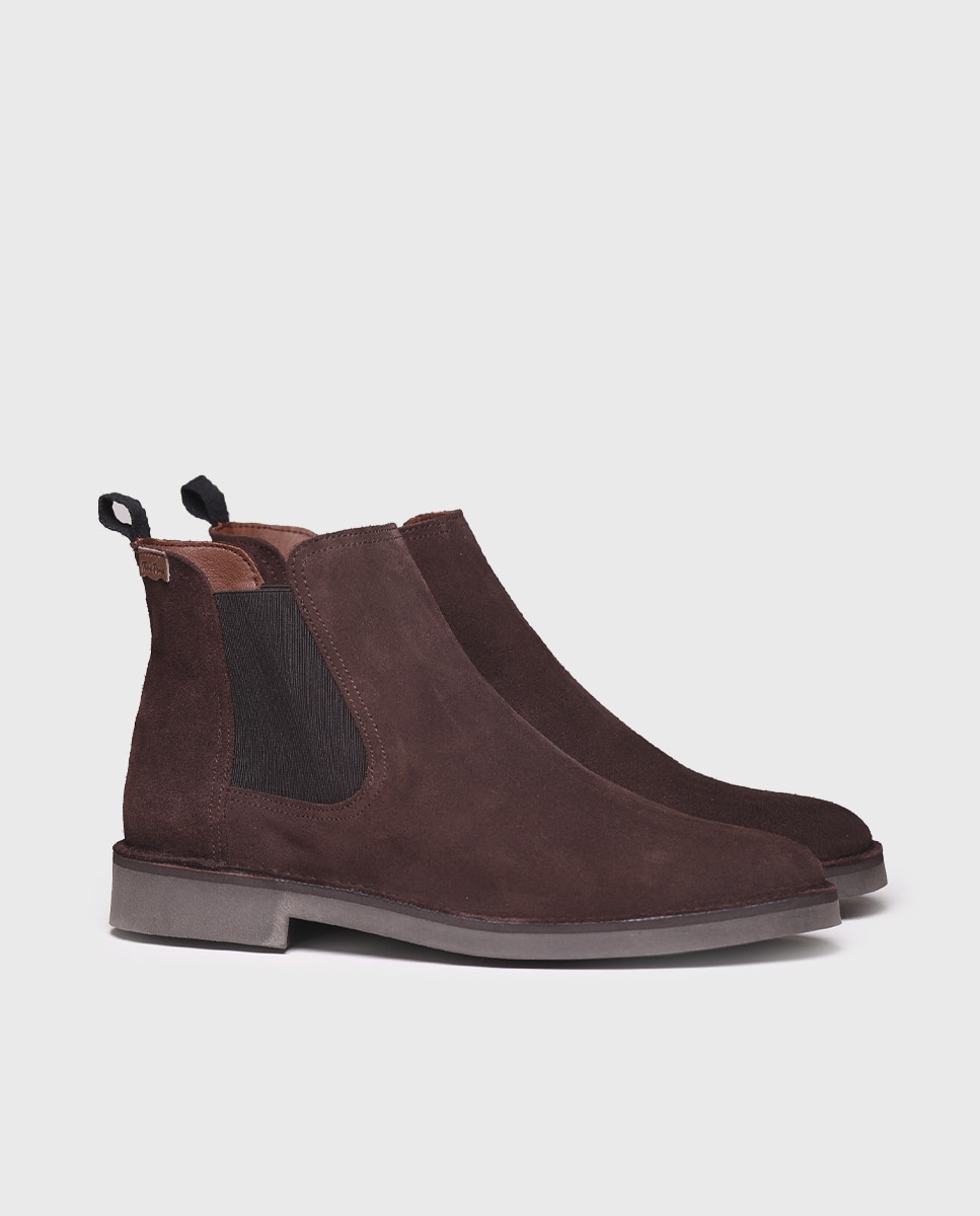 Botines de piel de hombre de serraje con elásticos - Toni Pons - Marrón oscuro Marrón oscuro-2