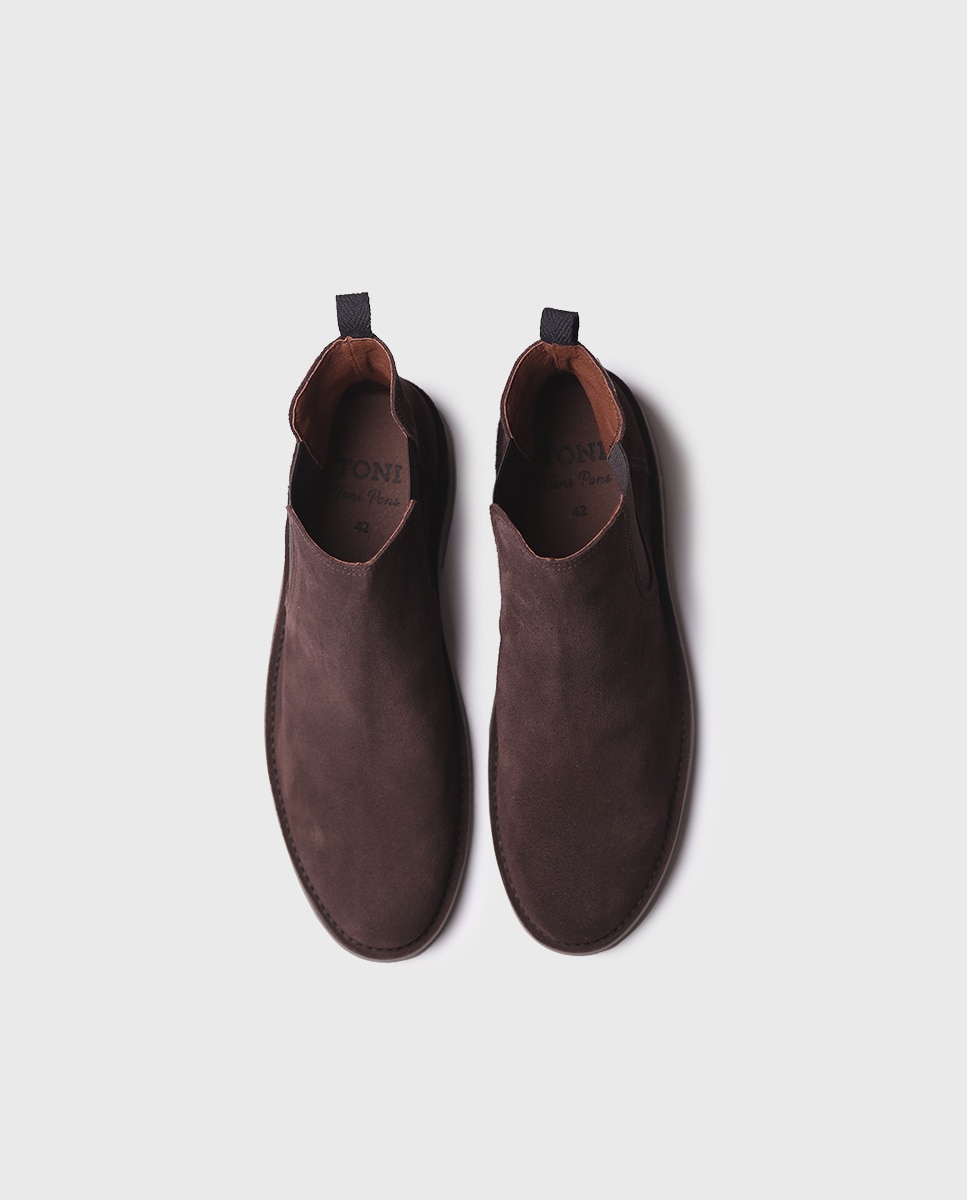 Botines de piel de hombre de serraje con elásticos - Toni Pons - Marrón oscuro Marrón oscuro-3