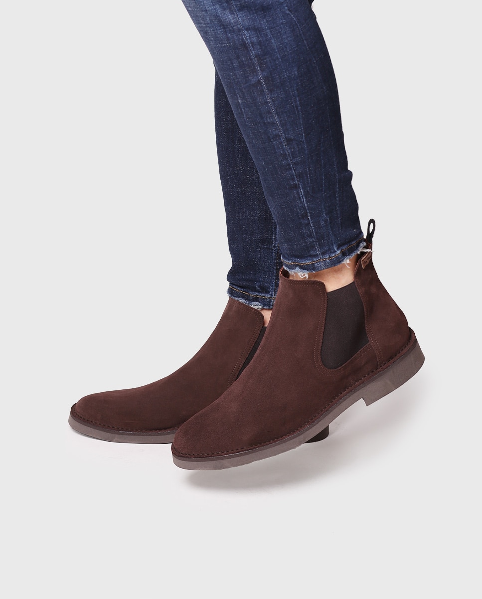 Botines de piel de hombre de serraje con elásticos - Toni Pons - Marrón oscuro Marrón oscuro-4