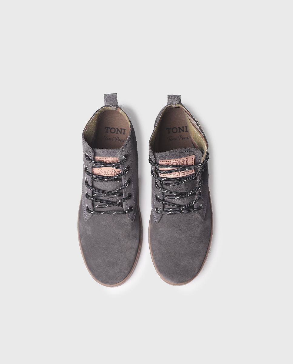 Botines de hombre de serraje con cordones - Toni Pons - Gris Gris-3