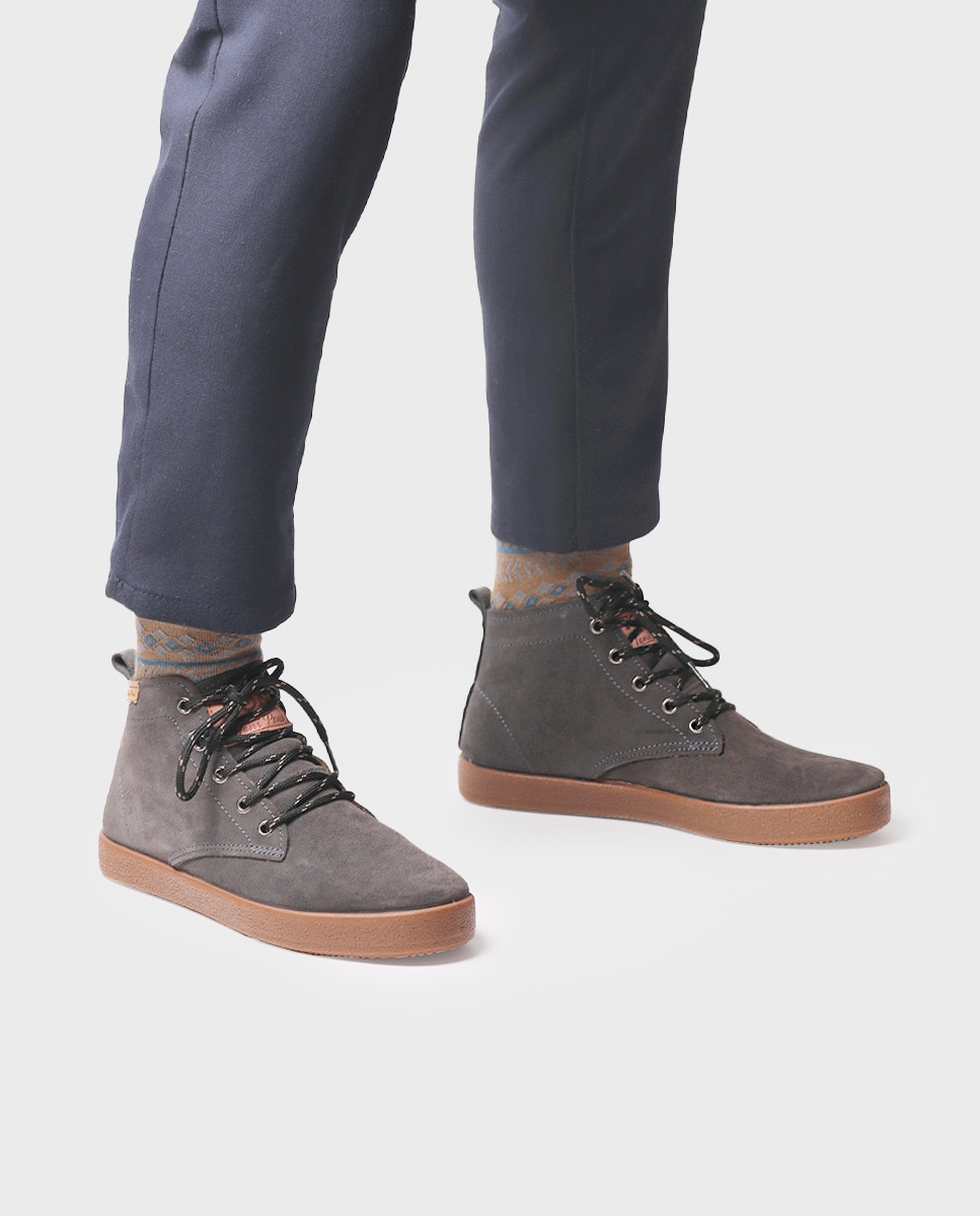 Botines de hombre de serraje con cordones - Toni Pons - Gris Gris-4