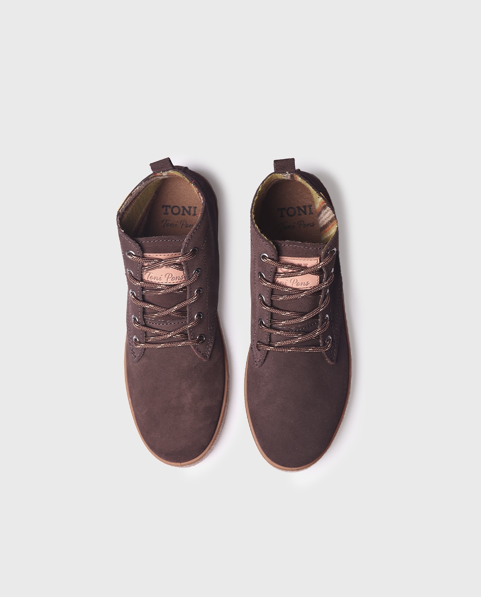 Botines de hombre de serraje con cordones - Toni Pons - Marrón Marrón-3
