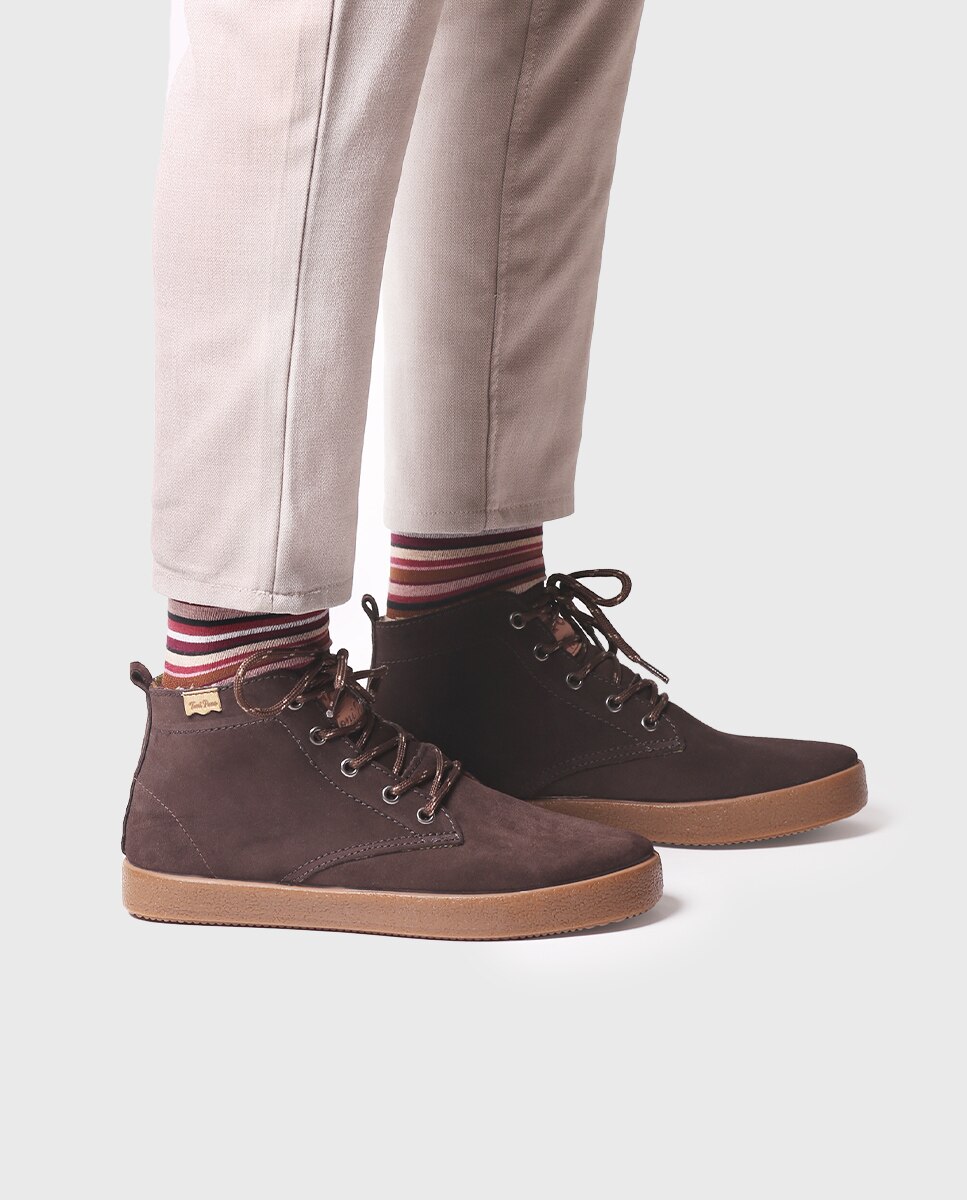 Botines de hombre de serraje con cordones - Toni Pons - Marrón Marrón-4