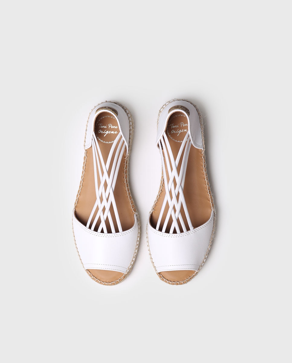 Alpargatas de cuña de mujer de piel con elásticos - Toni Pons - Blanco Blanco-3