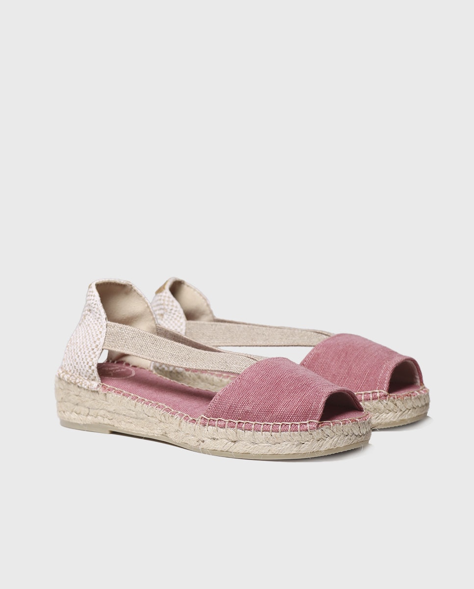 Alpargatas de cuña de mujer de tejido con elásticos - Toni Pons - Rosa Rosa-2